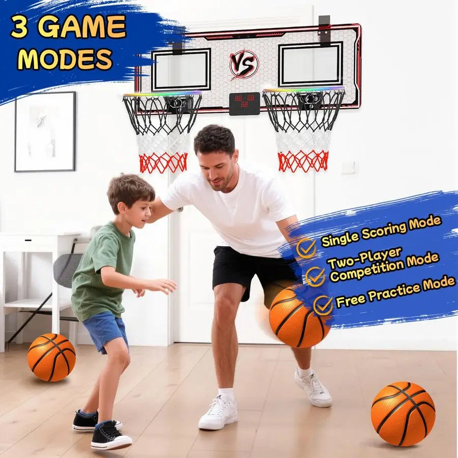 Basketball Hoop for Kids Over The Door Indoor Hoop with Electronic Scoreboard amp 3 Mini Balls, Birthday Gift for Boys Girls Age