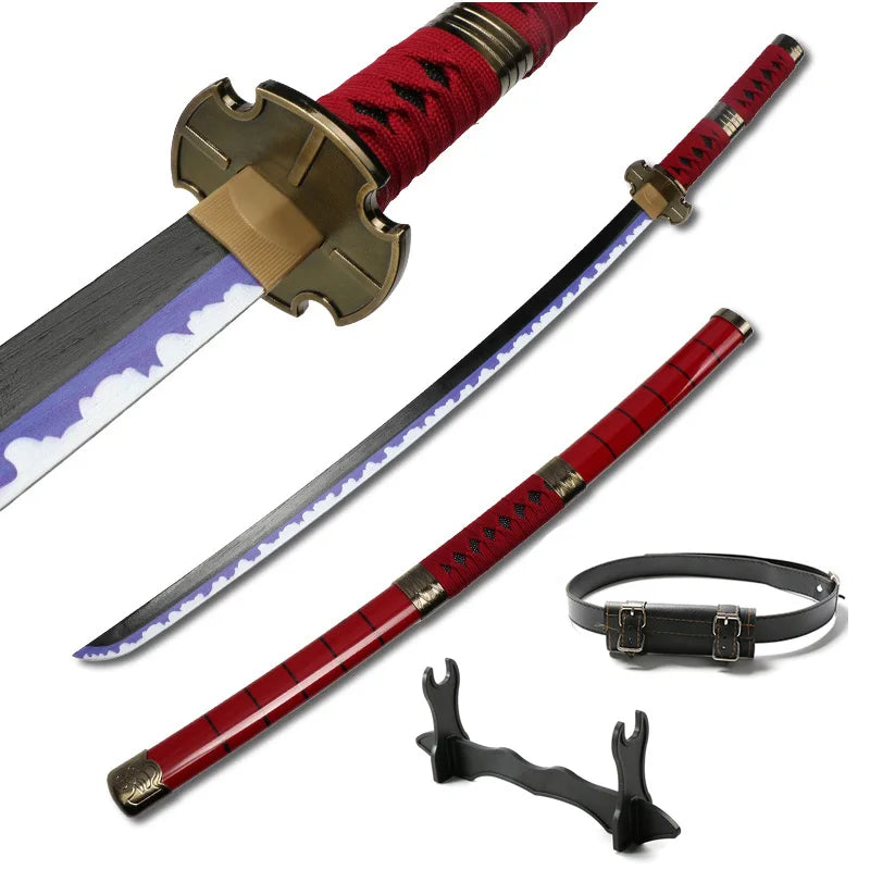 Roronoa Zoro Katana 104cm/41inCharacter Cosplay Sword with Sowrd Holder and Belt Trafalgar Law Red Sandai kitetsu Yubashiri