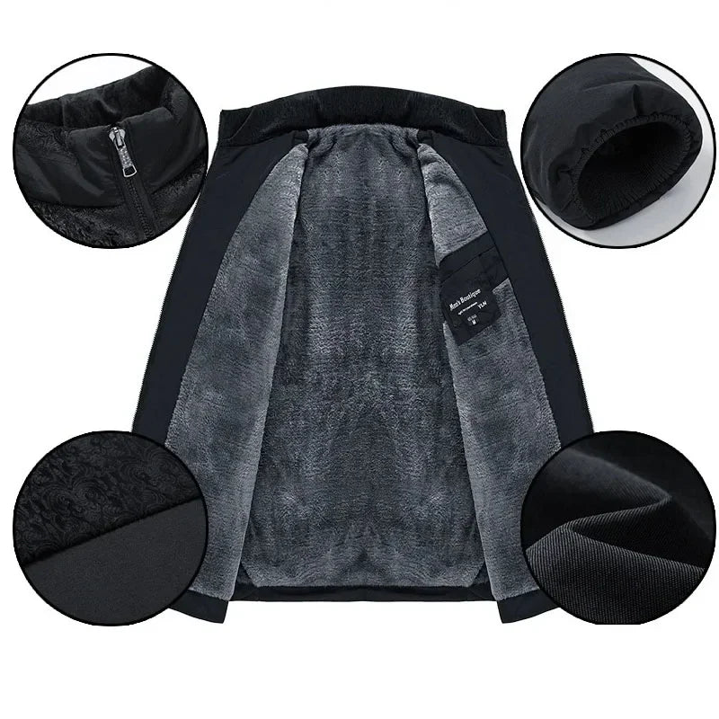 Men Puffer Jacket Thick Padded Parka With Zipper Winter Coat