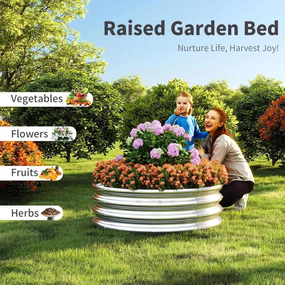 60 Inch Outdoor Fire Pit Ring, Round Galvanized Portable Fire Pit for Camping, Metal Steel Bonfire Fire Ring for Outside, Backya