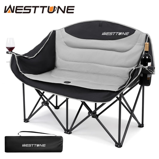 West Tune Double Camping Chair Heavy Duty Loveseat Cup Holder