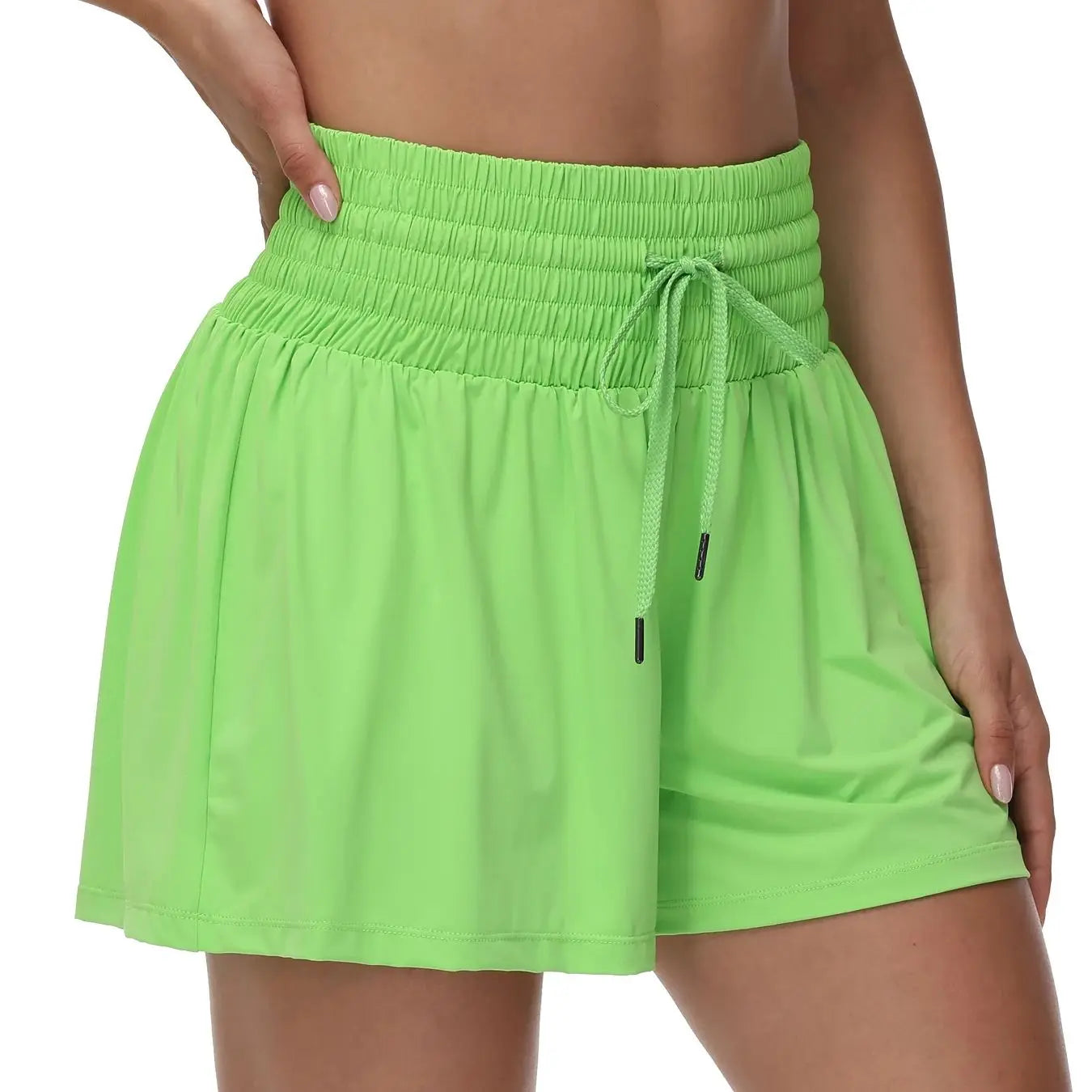 Women's 2-in-1 High Waist Running Shorts With Elastic Drawstring