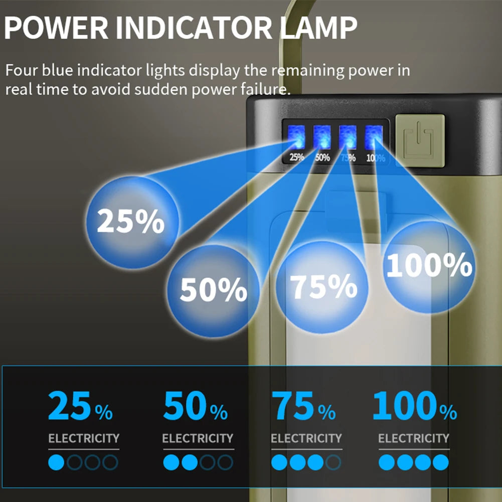 Electric Foldable Camping Light Power Bank Lantern Solar Rechargeable