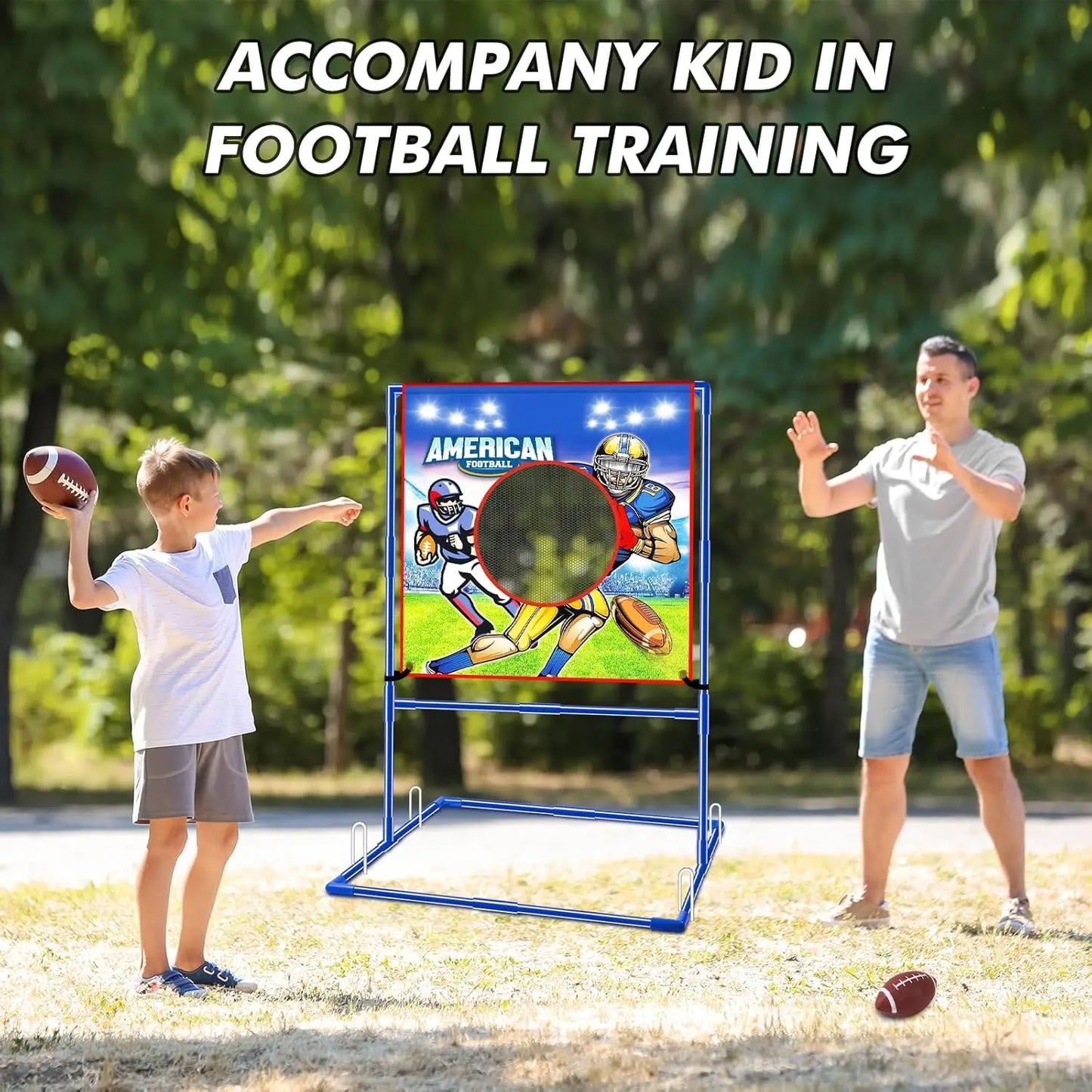 VATOS Rugby US Football Toss Target Games with 4 Inflatable Footballs Indoor Outdoor Sport Toy for Kids Passing Targets Game