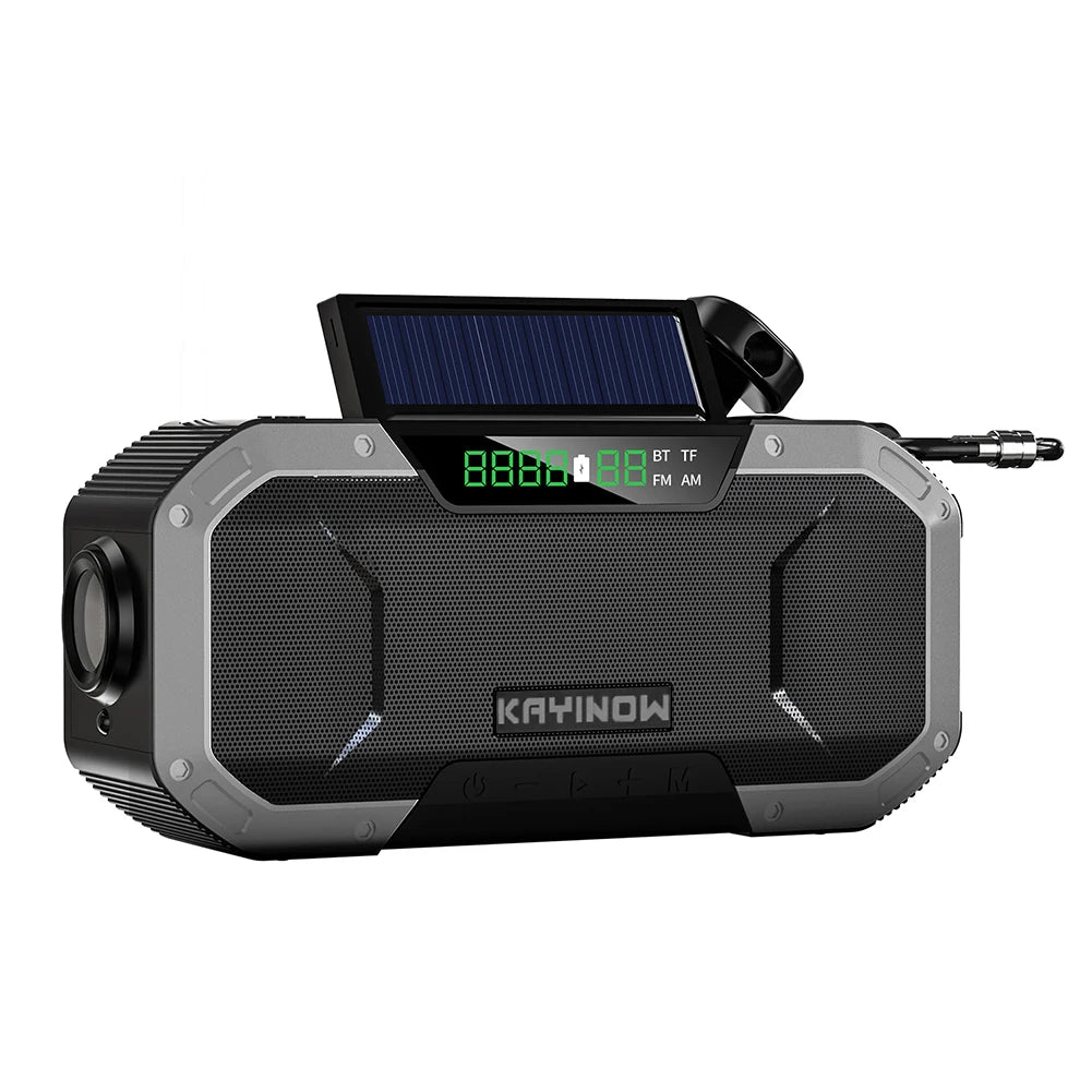10000mAh Outdoor Solar Radio with Speaker Solar/Hand Crank Charging W/ Flashlight SOS Alarm Headphone Jack for Outdoor Camping