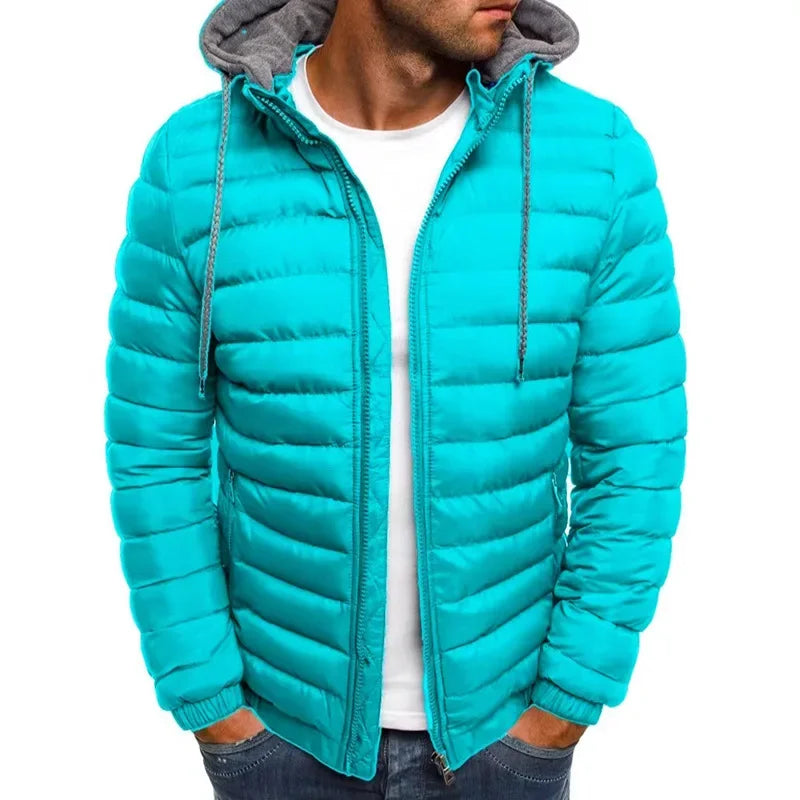 Mens Hooded Zipper Coat Winter Casual Outerwear Jacket