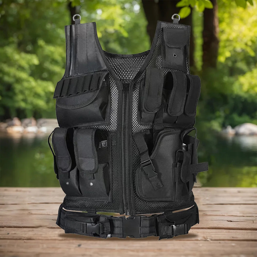 Nylon Molle Vest Adjustable Hunting Vest Multi-Pocket Plate Carrier Vest Hunting Outdoor CS Game Airsoft Training Jacket