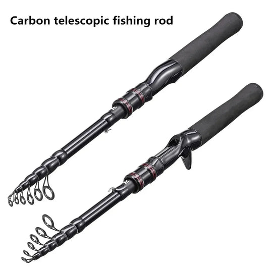 Telescopic carbon fishing rod, high-strength fishing line, reel seat, rotating rod, straight handle, gun handle fishing rod