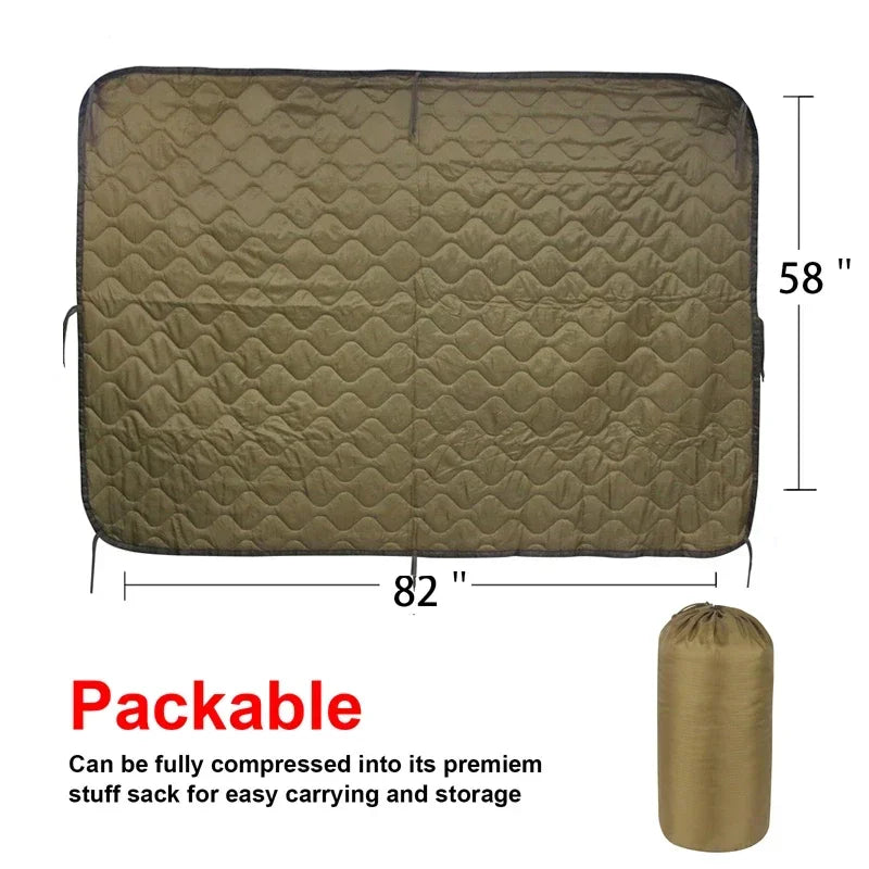 LQARMY Tactical Poncho Liner Woobie Quilted Blanket for Camping