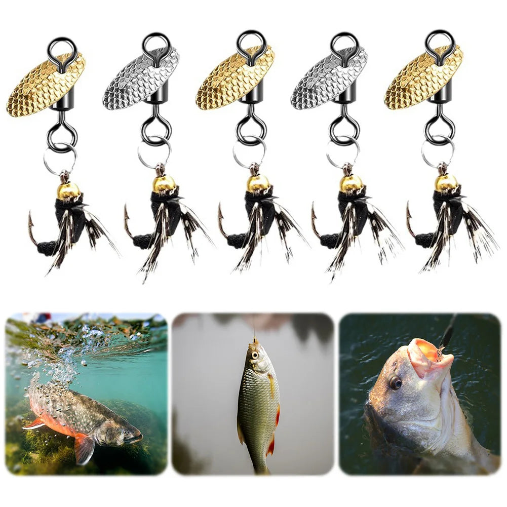 Alloet Fly Hooks Bait Crank Hook Spinner Lure For Fishing