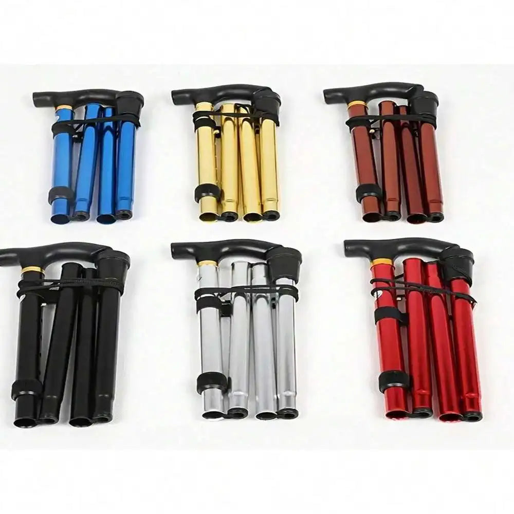 2pcs-Folding Cane, Adjustable Height Walking Stick Lightweight Collapsible Portable Travel Cane With Wrist Strap And T Handle