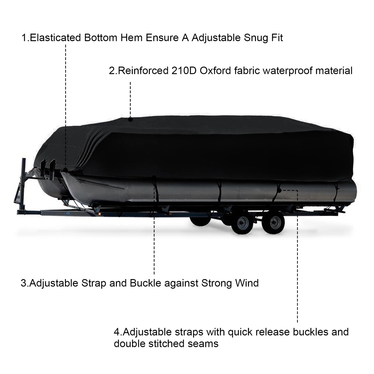 17-24ft For Universals Heavy Boat Covers 210D Waterproof Dustproof Trailerable Pontoon Boat Cover Coat Protect Rain UV  PET