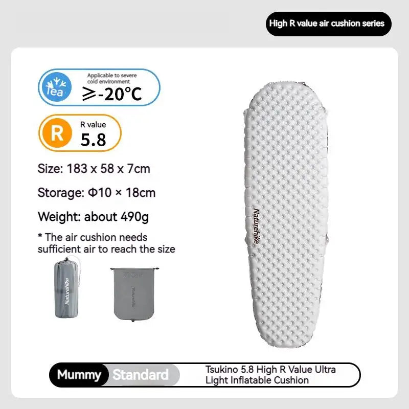Naturehike R-value5.8 Inflatable Sleeping Mattress Ultralight Portable Folding Warm Cushion Hiking Outdoor Camping Mat Bed Pad