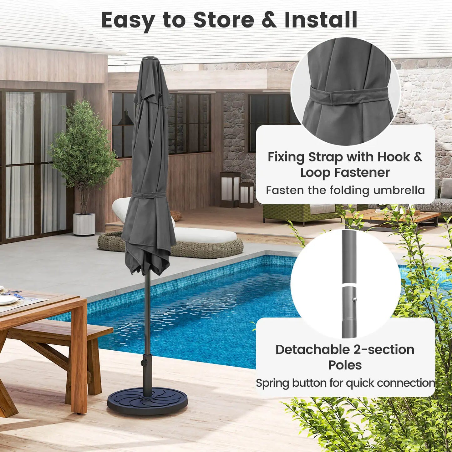 7. 5 ft Patio Umbrella Outdoor Heavy Duty Market Umbrella w/ Push Button Tilt