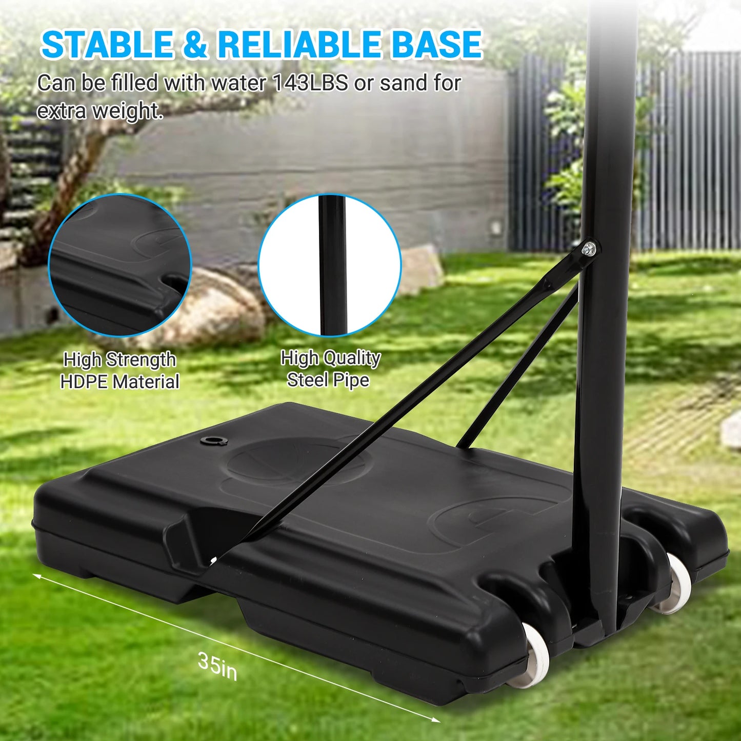 HiMIS Portable Adjustable Outdoor Basketball Hoop System For Backyard