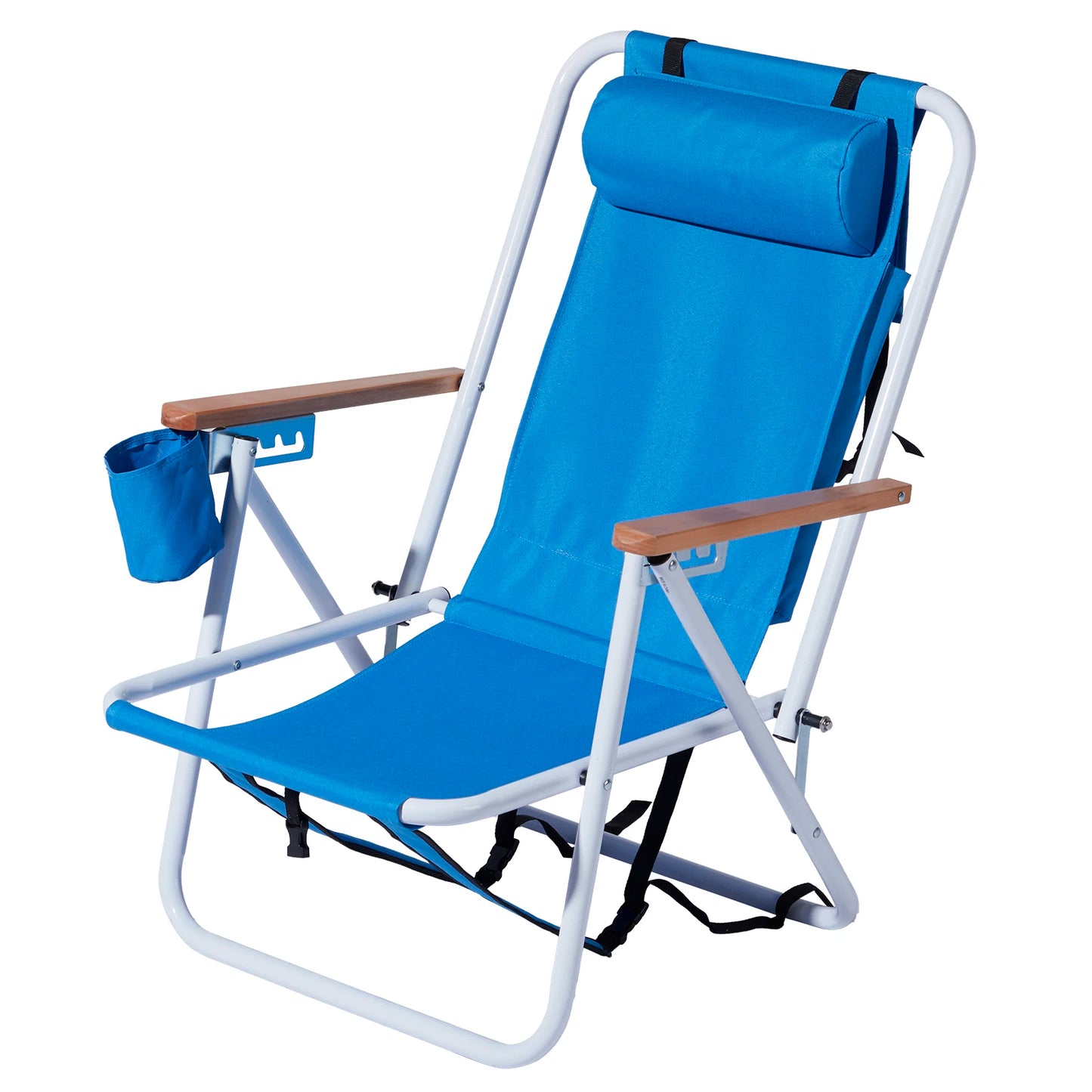 2PCS Portable High Strength Beach Chair with Adjustable Headrest Blue Steady Comfortable Convenient Foldable