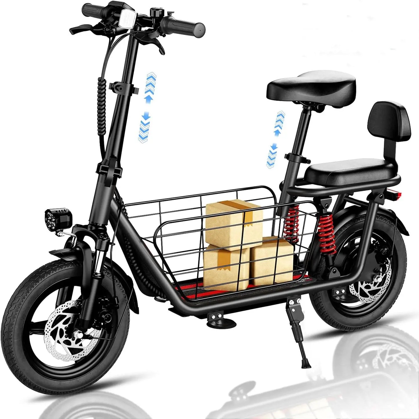 LELEKUAIFolded Electric Bike 500W 48V 15Ah Folding with Basket