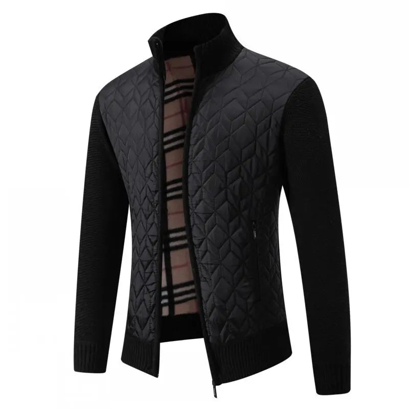 Men's Casual Fashionable Thickened Fleece Lined Stand Collar Sweater Jacket Autumn Winter New Arrival Versatile Comfortable Coat