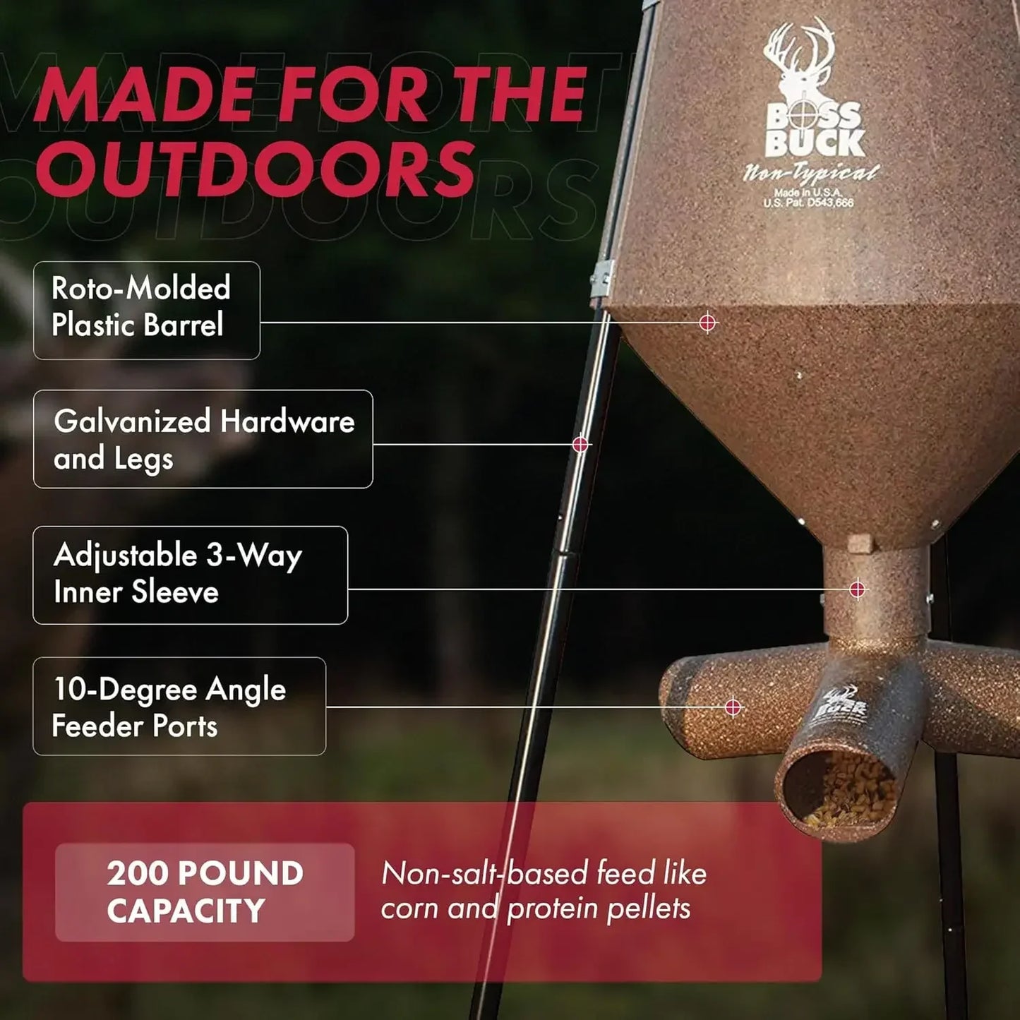 XMSJ Deer Feeder Hunting Gravity Feed System With UV Protection