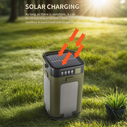Electric Foldable Camping Light Power Bank Lantern Solar Rechargeable