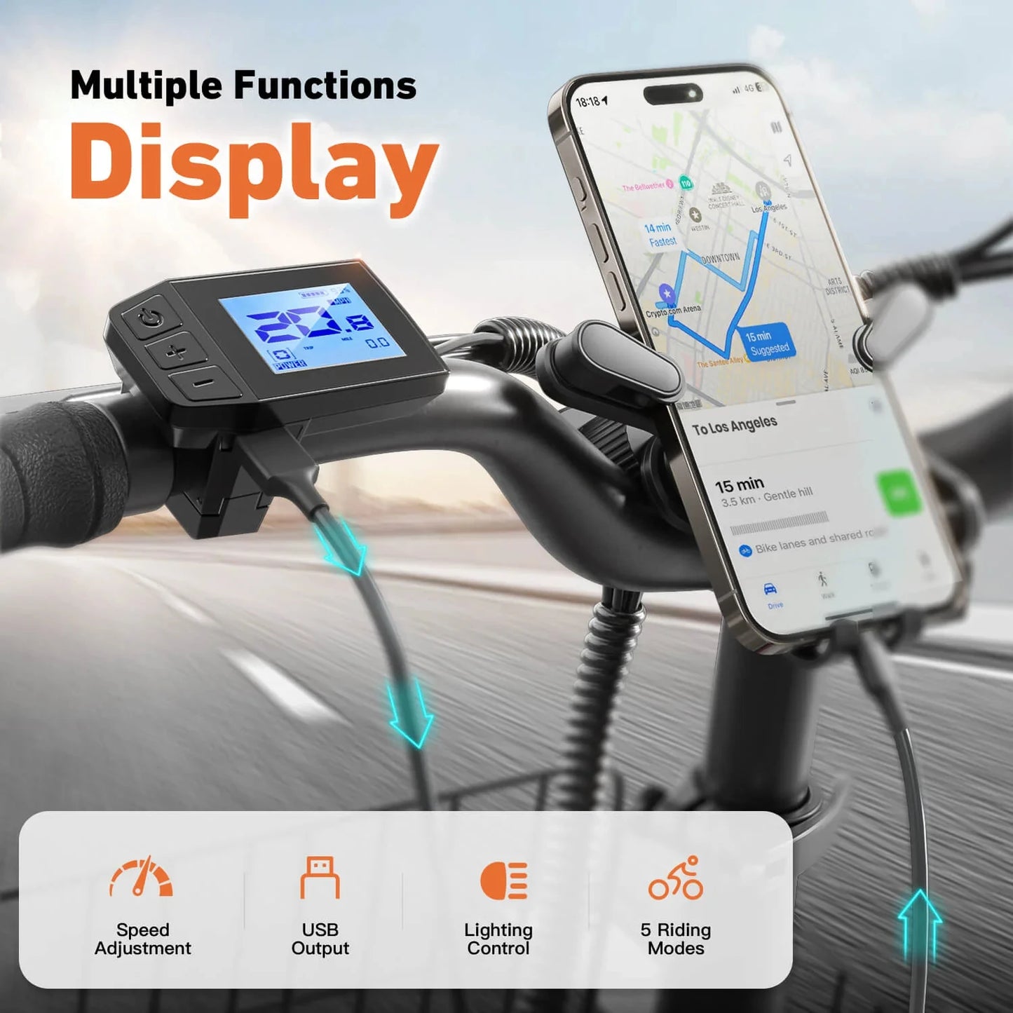 Qronge Mirage Electric Bike Folding 1000W 70 Miles Range