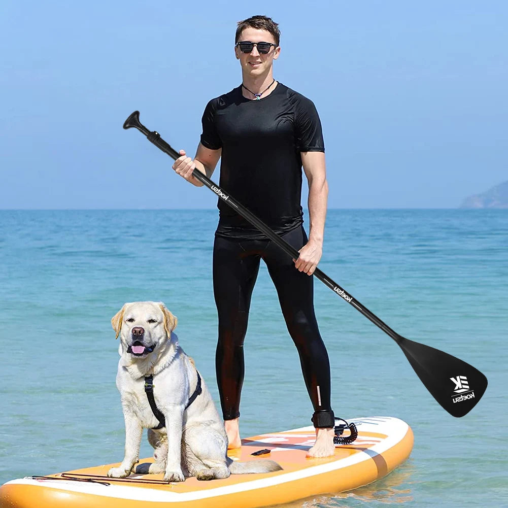 3-Piece Kayak Boat Paddle Adjustable Length Detachable SUP Paddle Aluminum Alloy Stand Up Paddleboard Paddles for Canoe Kayaking