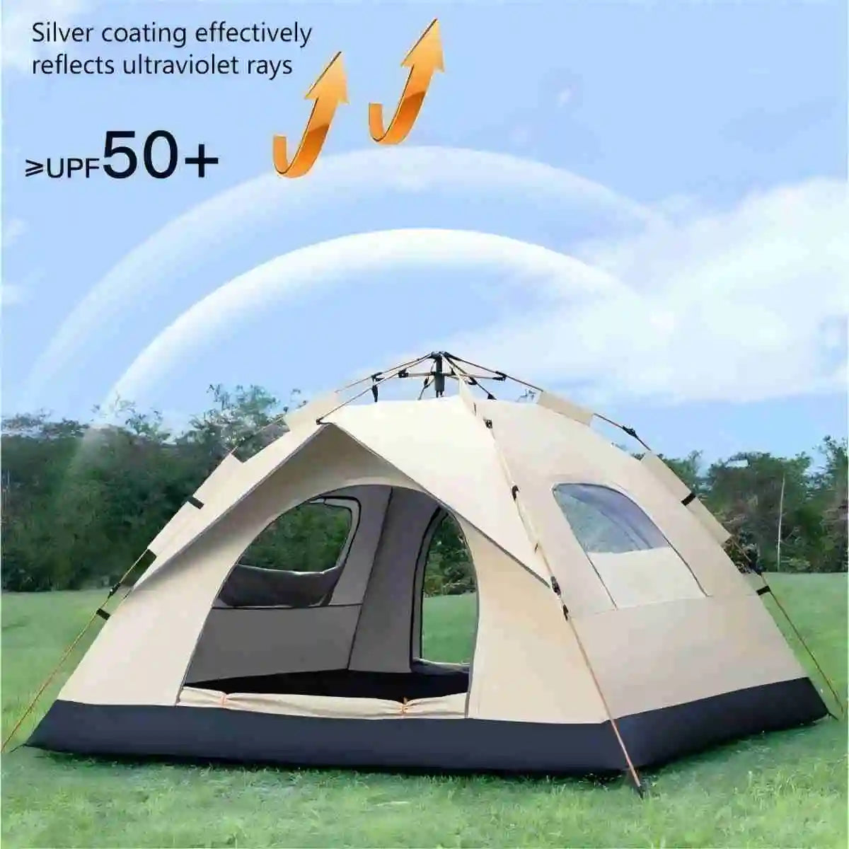Pakicetus Outdoor Sunshade Camping Tent With Two Doors And Windows