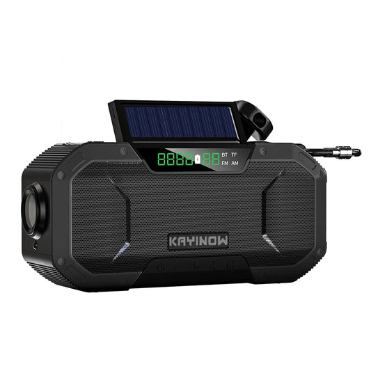 10000mAh Outdoor Solar Radio with Speaker Solar/Hand Crank Charging W/ Flashlight SOS Alarm Headphone Jack for Outdoor Camping