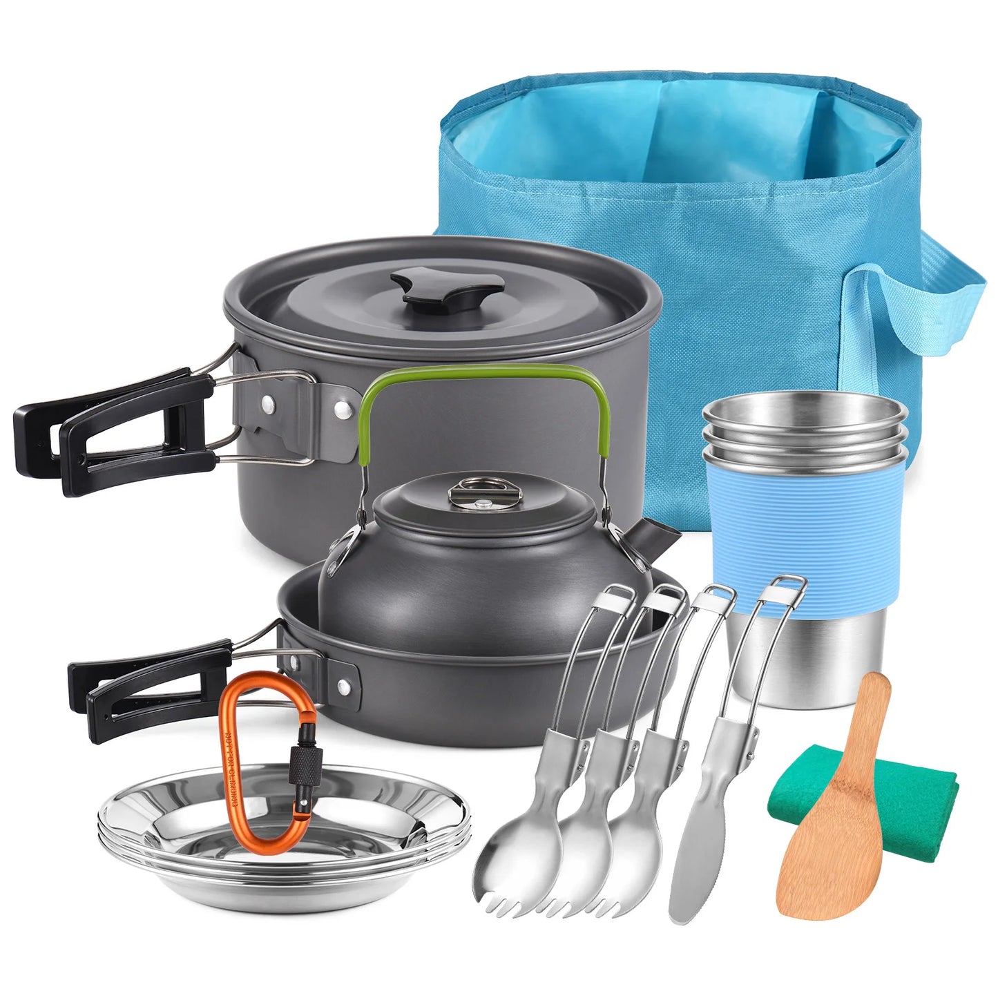 TOMSHOO Outdoors Camping Pot Set Portable Aluminum Cookware Kit