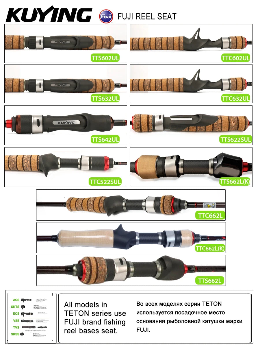 Kuying Fishing Rod Fuji Carbon Spinning Casting 2-10g