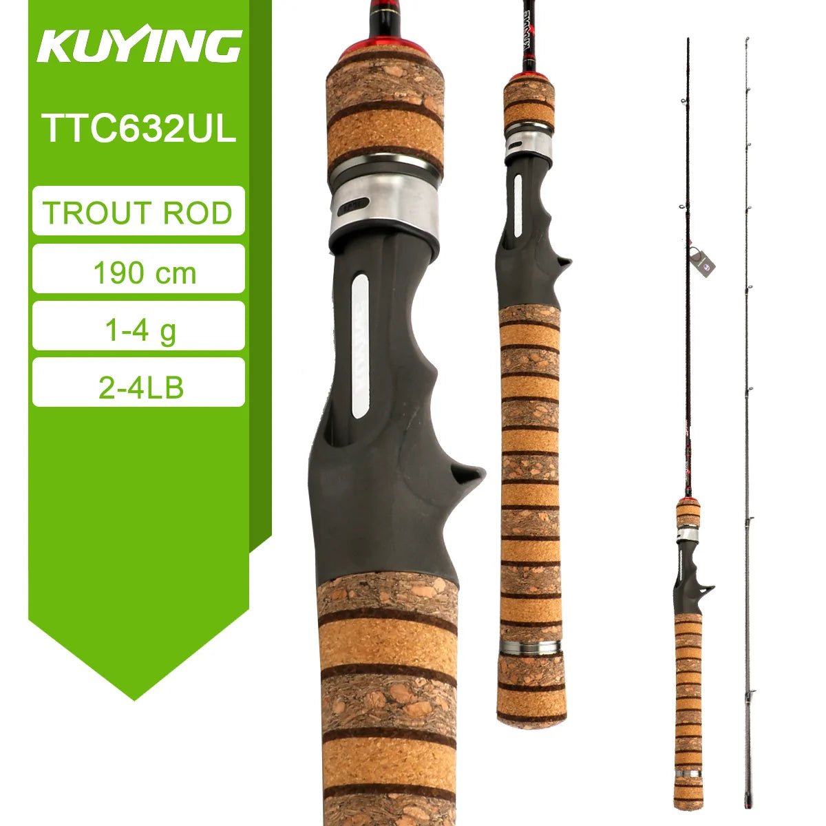 Kuying Fishing Rod Fuji Carbon Spinning Casting 2-10g