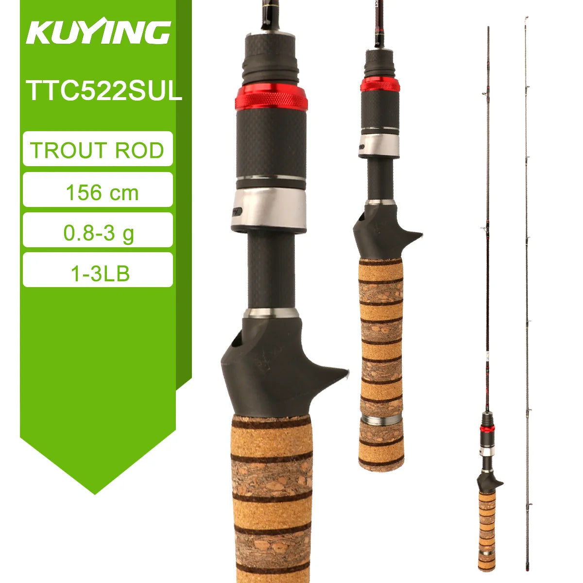 Kuying Fishing Rod Fuji Carbon Spinning Casting 2-10g